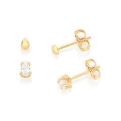 Kit Rommanel brinco gotas folheado a ouro 526962 - comprar online