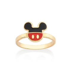 Anel Rommanel bermuda do mickey folheado a ouro com aplicação de resina 513423