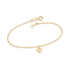 Pulseira Rommanel coração folheada a ouro 552005 19cm - comprar online