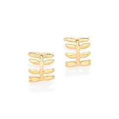 Brinco Rommanel meia argola folhas folheado a ouro 526941 na internet