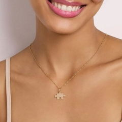 Pingente Rommanel cara metade puzzle folheado a ouro namorados 542620 - loja online