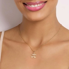 Pingente Rommanel cara metade puzzle folheado a ouro namorados 542620 - Coutinho Joias Folheadas Rommanel