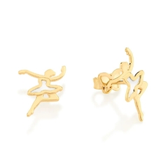 Brinco Rommanel bailarina folheado a ouro com aplicação de rhodium 526603 - comprar online