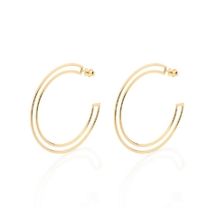 Brinco meia argola Rommanel grande folheado a ouro 526907 na internet