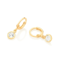 Brinco Rommanel argola com zircônias folheado a ouro 526770 - comprar online