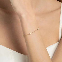 Pulseira Rommanel Fio Cartier Pérolas Folheado A Ouro 550687 - comprar online