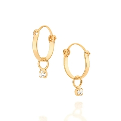 Brincos Rommanel Argola Cristal Pendurado Folheado Ouro 522959 - comprar online