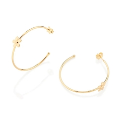 Brinco Rommanel meia argola flor folheado a ouro 527107 na internet