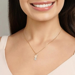 Pingente Rommanel menina folheado a ouro com aplicação de rhodium 542453 - Coutinho Joias Folheadas Rommanel