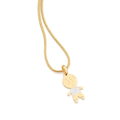 Pingente Rommanel menino folheado a ouro com aplicação de rhodium 542452 - comprar online