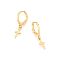Brinco Rommanel argola masculino feminino cruz folheado a ouro 526789 - comprar online