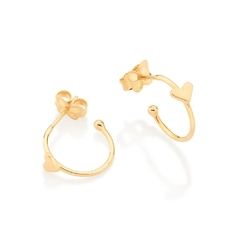 Brinco Rommanel meia argola coração folheado a ouro 526665 - comprar online