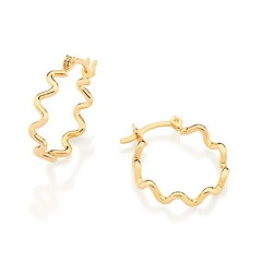 Brinco Rommanel argola ondas folheado a ouro 526783 - comprar online
