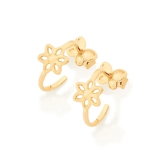 Brinco argola Rommanel flor folheado a ouro Cód. 526503 - comprar online