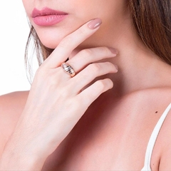 Anel Rommanel folheado a ouro com aplicação de rhodium Cód. 510486 na internet