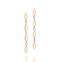 Brinco Rommanel folheado a ouro com cristais Cód. 523800 - comprar online