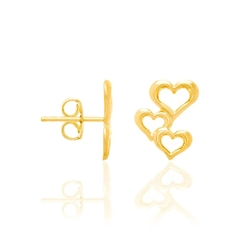 Brinco Rommanel folheado a ouro corações Cód. 526283 - comprar online