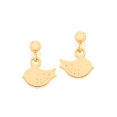 Brinco infantil Rommanel folheado a ouro pássaro Cód. 524095 - comprar online