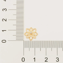 Brinco folheado Rommanel a ouro flor com zircônias Cód. 525460 - Coutinho Joias Folheadas Rommanel
