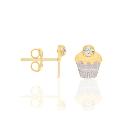 Brinco infantil Rommanel folheado a ouro bolinho com cristais 524124 na internet