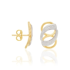 Brinco Rommanel folheado a ouro com aplicação de rhodium 520774 - comprar online