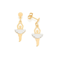 Brinco folheado Rommanel a ouro bailarina com aplicação de rhodium 522041 - comprar online