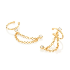Brinco Rommanel ear cuff folheado a ouro com zircônias Cód 526663 na internet