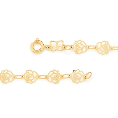 Pulseira Rommanel folheada a ouro infantil formada por rosas 551138 - comprar online