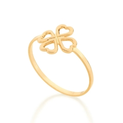 Anel Rommanel skinny ring trevo de 4 folhas folheado a ouro 512875 - comprar online