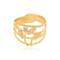 Anel Rommanel folheado a ouro flor com cristal Cód. 510092 - comprar online