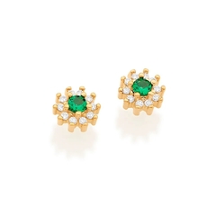 Brinco Rommanel folheado a ouro 18k zircônias coloridas 525721 - Coutinho Joias Folheadas Rommanel