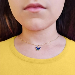 Conjunto Rommanel Corrente Brinco e Pingente infantil borboleta folheado a ouro 542437 526712 530590 na internet