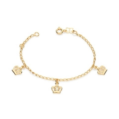 Pulseira Rommanel infantil banhada a ouro formato coroa penduradas 551181 na internet