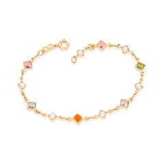 Pulseira Rommanel banhada a ouro 18k com pedras coloridas 550672 - comprar online