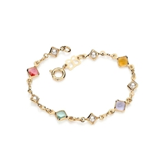 Pulseira Rommanel banhada a ouro 18k infantil com pedras coloridas Cód. 550851 - comprar online
