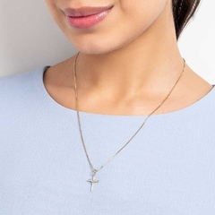 Pingente Rommanel cruz com espírito santo banhado a ouro 18k 542407 - Coutinho Joias Folheadas Rommanel