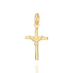 Pingente Rommanel cruz com espírito santo banhado a ouro 18k 542407 - comprar online