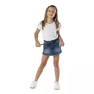 Short-Saia Jeans Infantil Feminino Mania Kids Ref: MK 6146