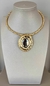Choker pingente oval mix de banhos folheado
