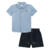Conjunto camisa azul e bermuda marinho Luc Boo