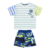 Conjunto camiseta listrada e bermuda fundo do mar Três e Já - comprar online