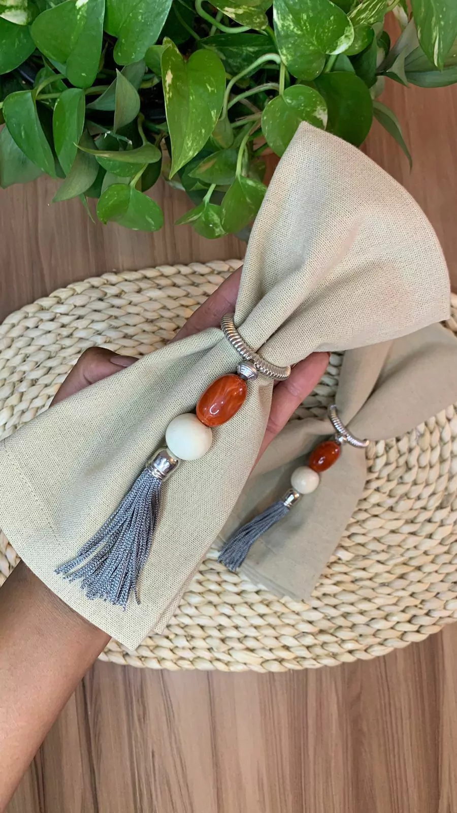 Porta guardanapo Pedra e tassel
