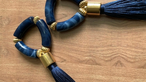 Porta guardanapo Azul Tassel