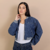 CAMPERA CUELLO CADETE AZUL RIGIDO - Zaira Jeans
