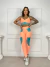 Conjunto top e calça color pocket - Pêssego com verde - loja online