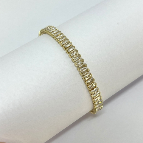 Pulseira zircônia baguete com fecho de jóia