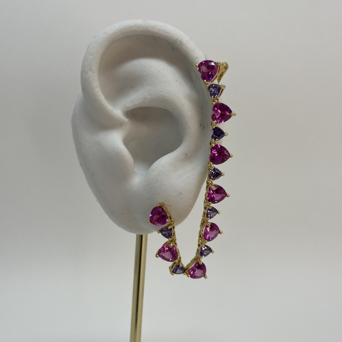 Brinco safira rosa e ametista