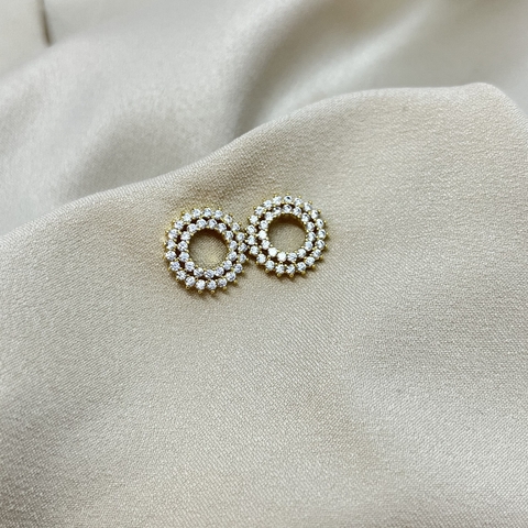 Brinco círculo duplo cravejado