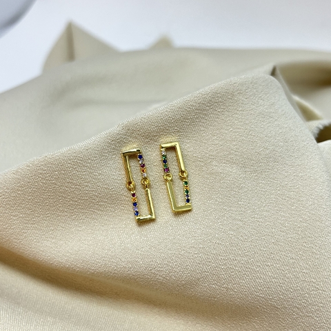 Brinco retângulo colorido