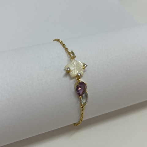 Pulseira flores de madrepérola